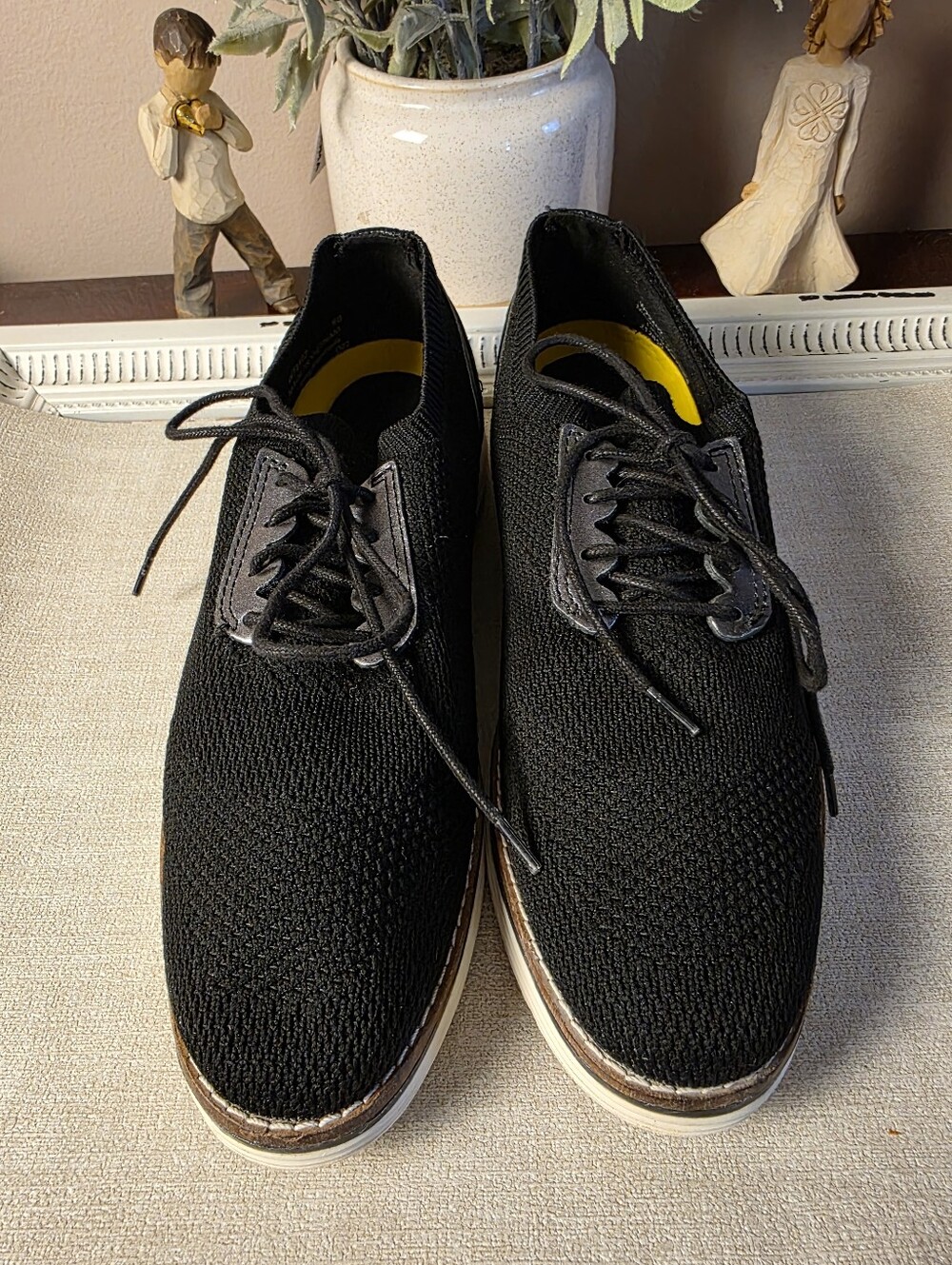 Cole Haan Women's Black Knit Lace-Up Dress Oxford Casual Shoes